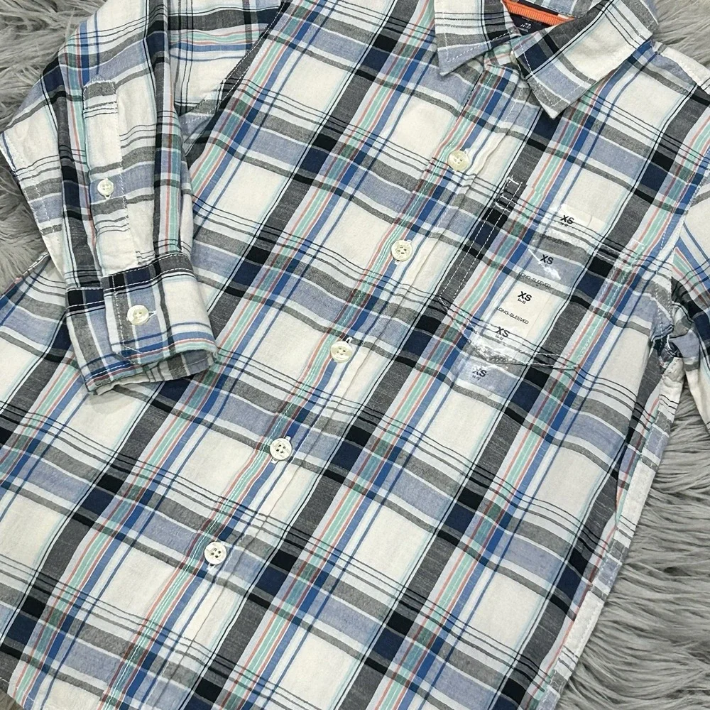 GAP‎ Boys Multi-Color Plaid Button Up Top Size XS (4-5) NWT
